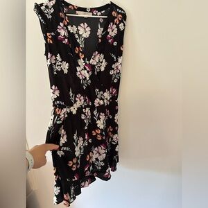 LOFT Black romper  with Pink Floral Design